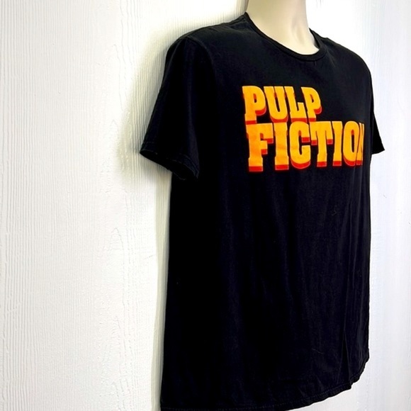 Pulp Fiction - Black And Orange Bright Pulp Fiction Logo Short Sleeve T Shirt L - Picture 4 of 8